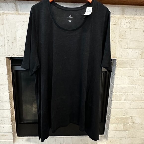 NWT J. Jill Pima Cotton Dipped-Hem Short-Sleeve Tunic - Black - Size 4X - Picture 1 of 6